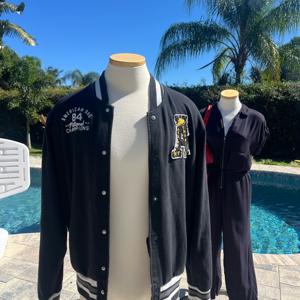 American Rag Black and White Varsity Jacket
